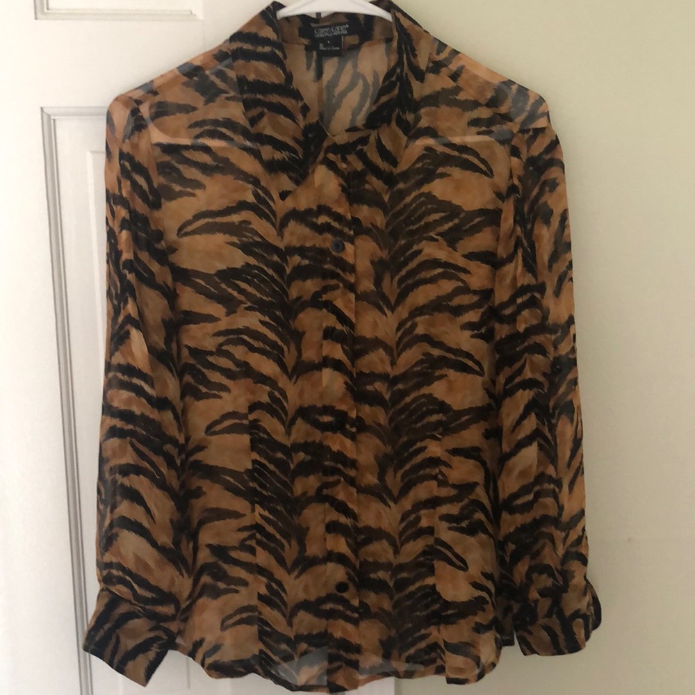 100% silk Karen Kane button blouse Large Petite